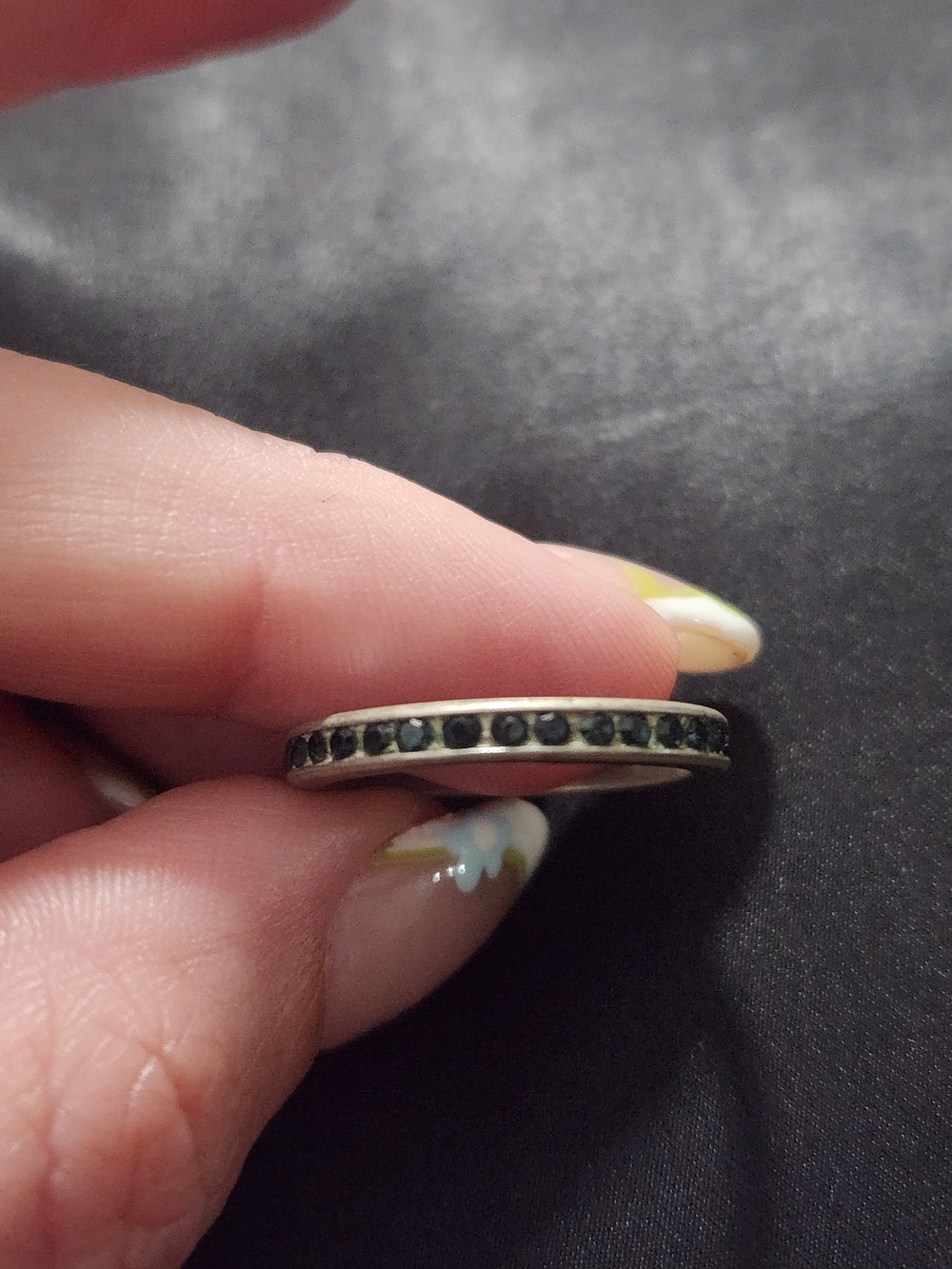 Sterling Silver Black Crystal Eternity Band